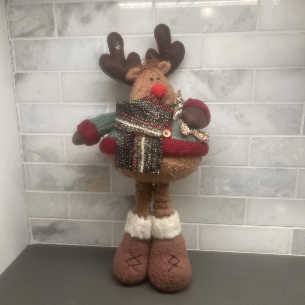 colorful Moose Plush Christmas Decoration Animal Holiday 15" Tall